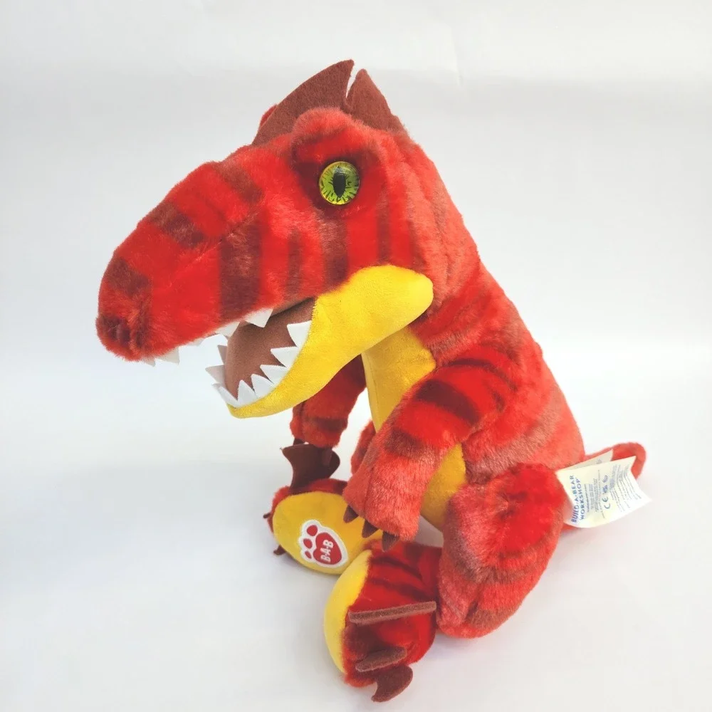 Build-A-Bear Workshop Red Striped T-Rex Dinosaur Plush Green Eyes‎ BAB 14